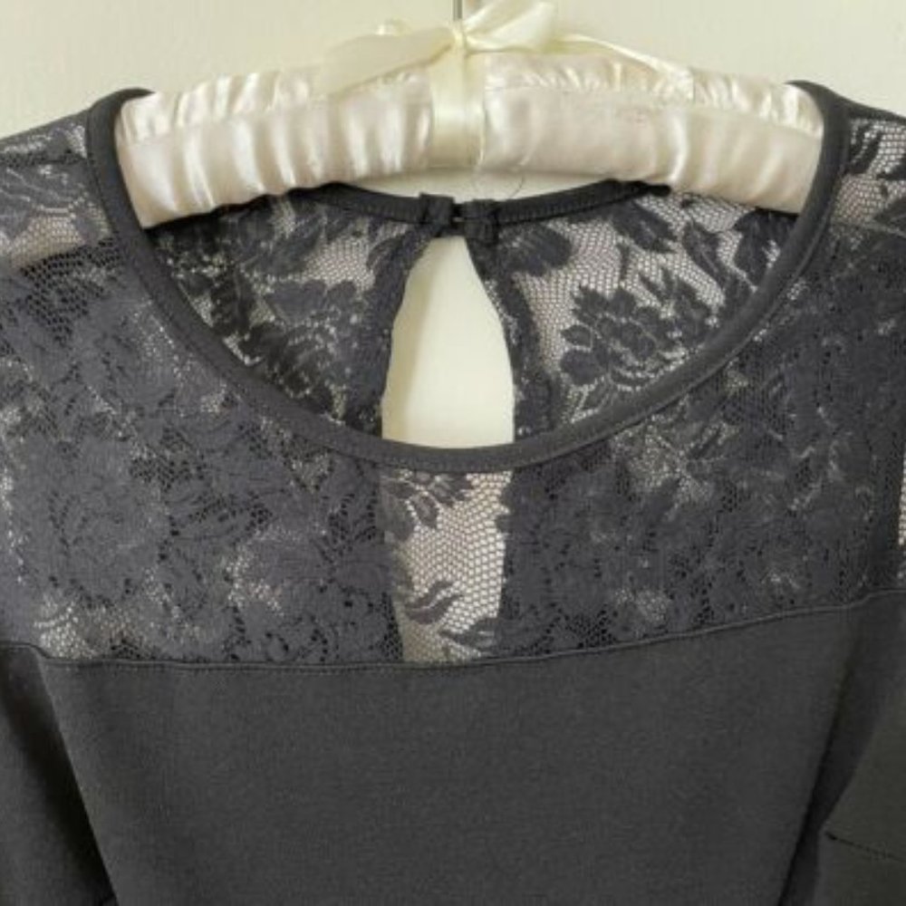 Classic Evening Wear Black Crepe Lace Jumpsuit Sz Med